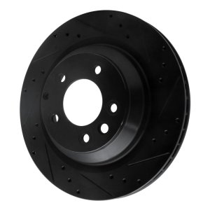 Porsche Cayenne Brake Rotor (1) - Rear Right - R1 Concepts - Drilled & Slotted - Black - `05-`18